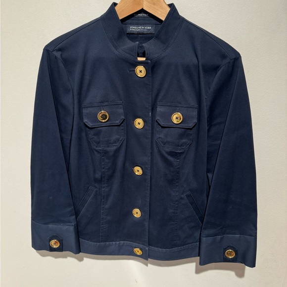 Vintage Jones of New York Navy and Gold Corduroy Blazer Jacket Petite Small - Picture 3 of 4